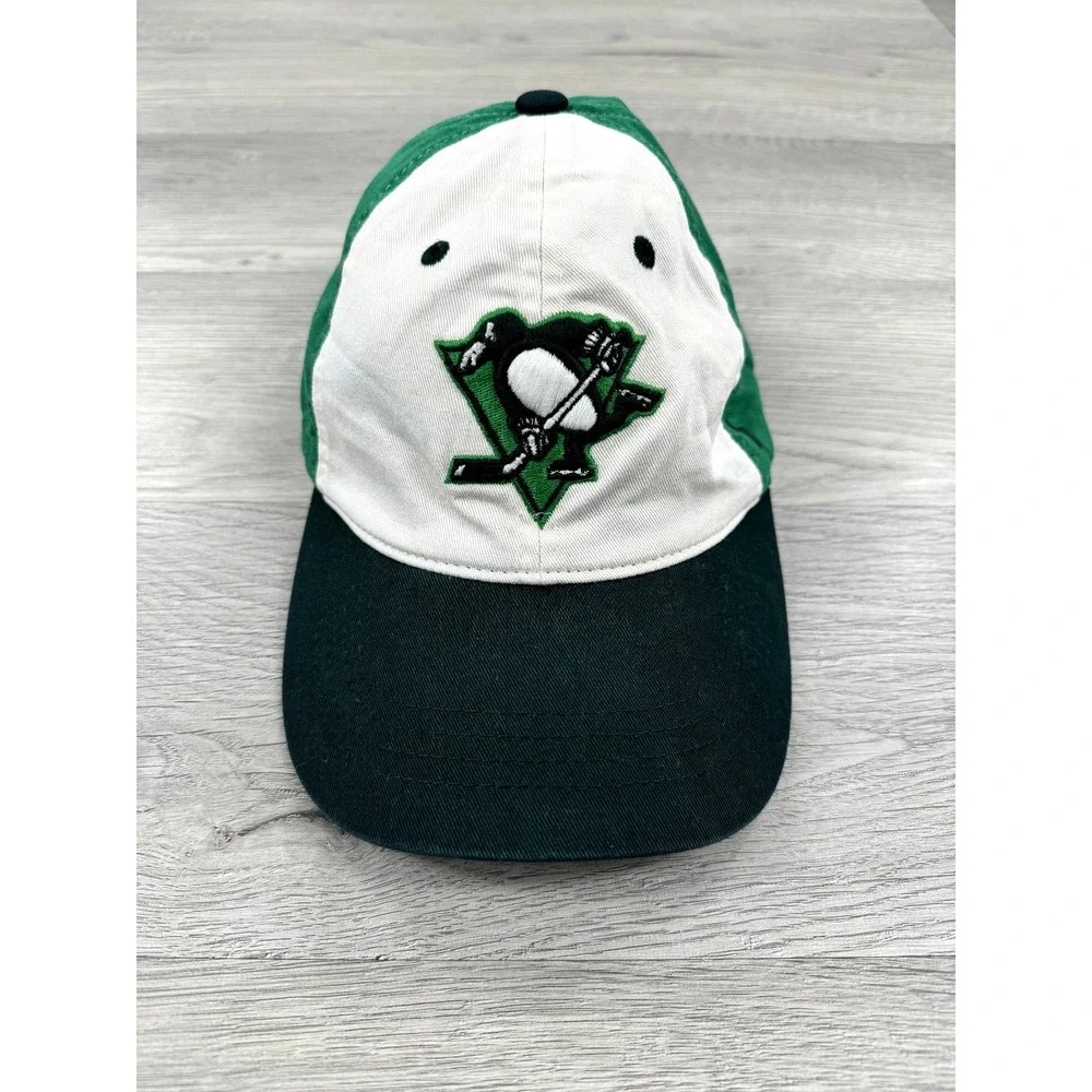 Pittsburgh Penguins Hat Cap Green Adjustable NHL Rare Sample St Patricks Day